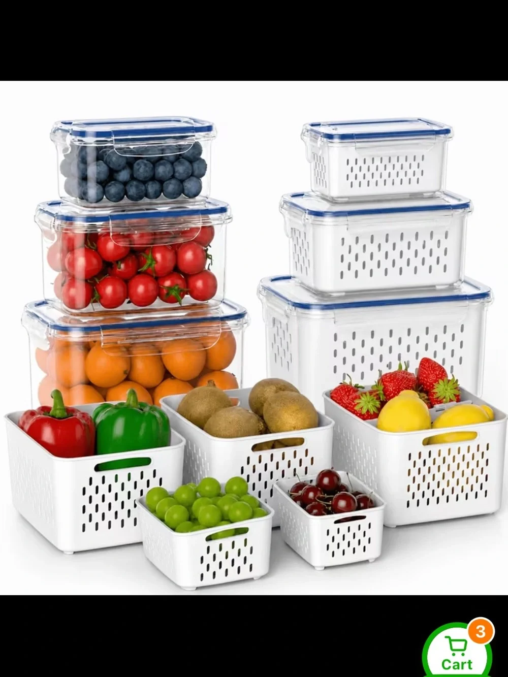 White Plastic Ventilated Storage Baskets - Set of 3 see